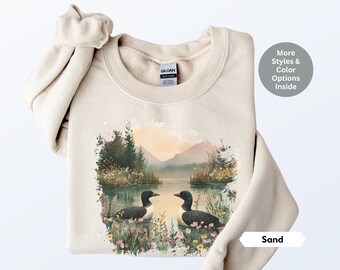 Retro Loon Spring Wilderness Sweatshirt, Nineties Vintage Loon Wildlife Shirt, Boho 90s Nostalgia Crewneck Sweatshirt, Unisex Graphic Tee