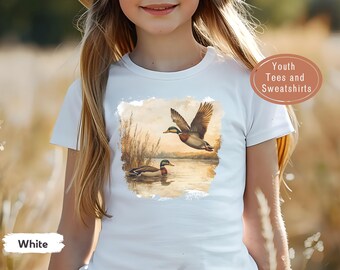 Youth Mallard Ducks Shirt or Sweatshirt, Mallard Duck Kids Crewneck, Outdoorsy Kids Nature Top, Wildlife Animal Pullover