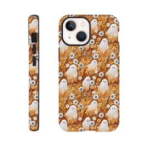 Halloween Ghosts Phone Case, Cute Ghost and Flowers Protective Case for iPhone and Galaxy, Spooky Phone Case, Gift for Halloween Lovers