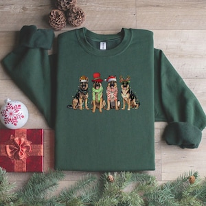 German Shepherd Christmas Sweatshirt, German Shepherd Christmas Sweater, Gift for German Shepherd lover, German Shepherd Christmas lights