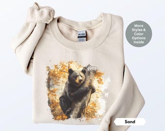 Retro American Black Bear Wilderness Scene Sweatshirt, Nineties Vintage Wildlife Shirt, Boho 90s Nostalgia Crewneck, Unisex Nature Gift