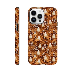 Halloween Ghosts Phone Case, Cute Ghost and Flowers Protective Case for iPhone and Galaxy, Spooky Phone Case, Gift for Halloween Lovers