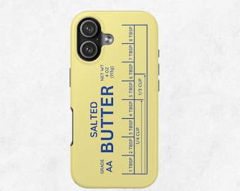 Salted Butter Phone Case iPhone 17, Funny Butter Stick Cover, Playful Foodie Gift, Yellow Tough Protective iPhone 17 Case