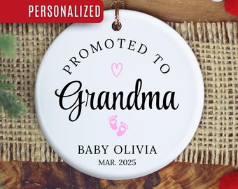 New Grandma Ornament, Custom New Grandma Christmas Ornament Personalized Grandma Est Ornament Gifts for Grandma to be Announcement Keepsake