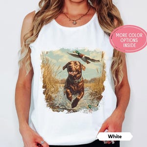Retro Schokolade Labrador Retriever Tank Top, 90er Jahre Vintage Hunde Jagd Shirt, Comfort Farben Enten Jagd Tanktop, Boho Nostalgie Unisex Geschenk