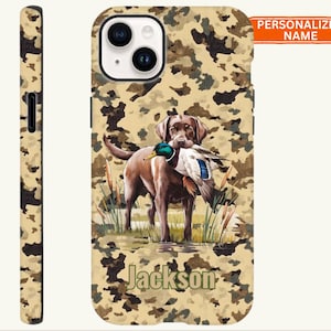 Old School Camo Duck Hunting Phone Case, Personalized Labrador Retriever Dog Gift for Hunters and Outdoorsmen, Tough iPhone & Galaxy Cover