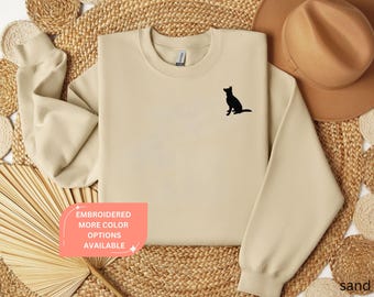 Sudadera negra bordada de pastor alemán, suéter bordado para mamá, regalo para dueños de pastores alemanes, cuello redondo para amantes de los pastores alemanes.