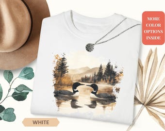 Retro Loon Wilderness Scene Comfort Colors Shirt, Nineties Vintage Loon Wildlife Graphic Tee, Boho 90s Nostalgia Unisex Tshirt, Nature Gift