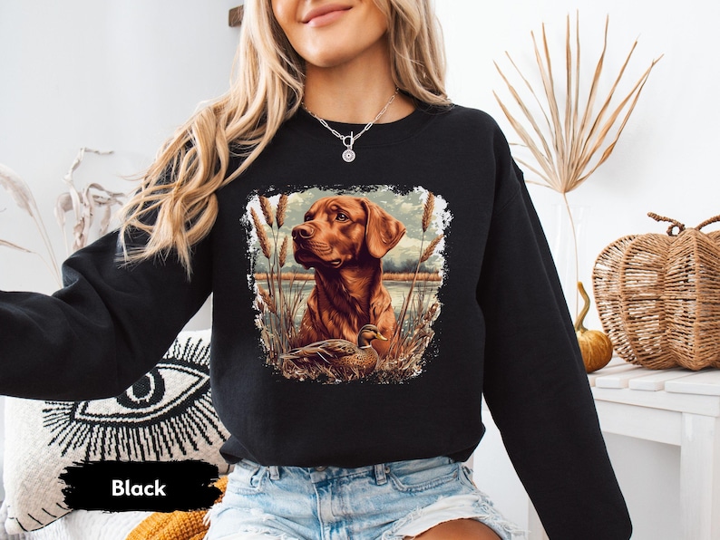Vintage Fox Red Lab Duck Hunting Sweatshirt, Retro Retriever Crewneck, Labrador Dad Gift, Red Fox Labrador Mom, Duck Dog Hunter Gift image 8
