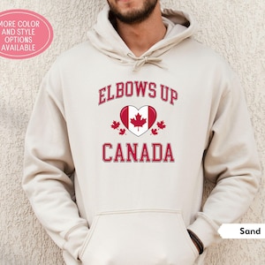 Elbows Up Canada Hoodie, Canadian Pride Sweatshirt, Canada Day Shirt, Maple Leaf Crewneck, Proud Canadian Gift, Hockey Culture Apparel