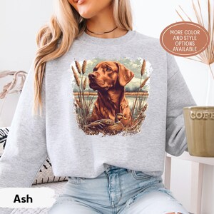 Vintage Fox Red Lab Duck Hunting Sweatshirt, Retro Retriever Crewneck, Labrador Dad Gift, Red Fox Labrador Mom, Duck Dog Hunter Gift image 2