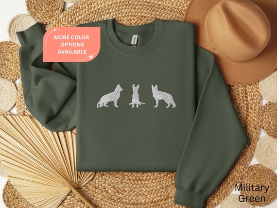 Embroidered German Shepherd Unisex Sweatshirt, Shepherd Crewneck, German Shepherd Owner Gift, Shepherd Mama Gift, German Shepherd Lover Gift