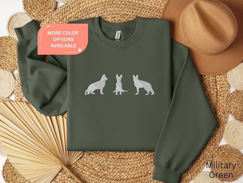 Embroidered German Shepherd Sweatshirt that features 3 embroidered German Shepherds.