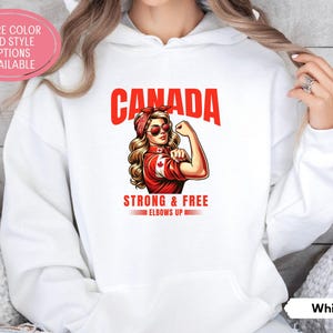 Elbows Up Canada Hoodie, Women&#39;s Empowerment Sweatshirt, Canada Day Shirt, Maple Leaf Crewneck, Proud Canadian Mom Gift, Patriotic Tshirt