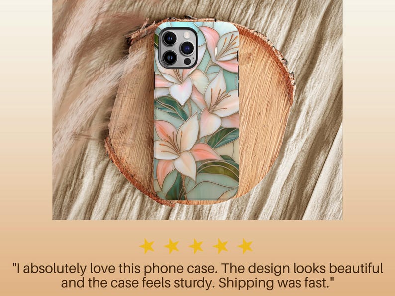 Stargazer Lily Stained Glass Phone Case, Teal Floral Mosaic Tough iPhone Cover, Faux Stained Glass, Flower Lover Gift for iPhone 16 15 immagine 9