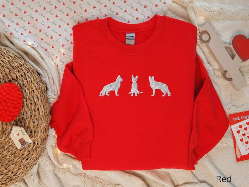 Embroidered German Shepherd Sweatshirt that features 3 embroidered German Shepherds.