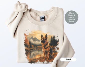 Retro German Shepherd Wilderness Sweatshirt, Nineties Vintage Dog Nature Shirt, Boho 90s Nostalgia Crewneck Sweatshirt, Unisex Graphic Tee