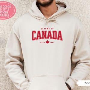 Elbows Up Canada Hoodie, Canadian Pride Sweatshirt, Canada Day Shirt, Maple Leaf Crewneck, Hockey Mom or Dad Gift, Proud Canadian Gift