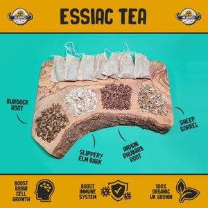 Essiac Tea | Loose Herbs/Tea Bags | Sheep Sorrel, Burdock Root, Slippery Elm Bark, Indian Rhubarb Root | Medicinal Tea, Natural Remedy