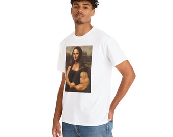 Muscular Mona Lisa Unisex Heavy Cotton Tee