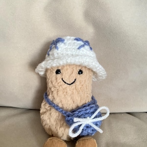Handmade accessories for Jellycat Peanut: hat & bag