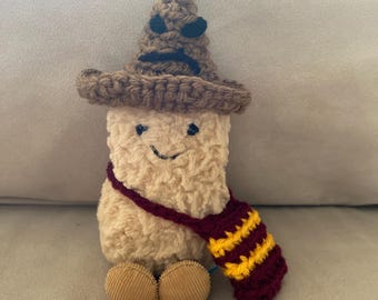 Handmade accessories for Jellycat Peanut: hat and bag