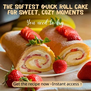 Rouleaux suisses à la crème Recette | dessert rapide et facile pour les invités de dernière minute | Téléchargement instantané du PDF | Carte de recette numérique étape par étape