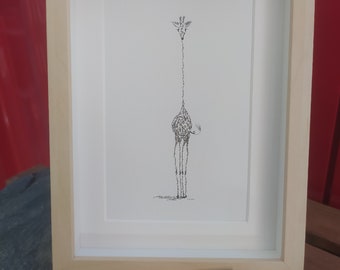 Baby Giraffe | Art made with words | Calligram | Handwritten Words | Framed 17 x 22 cm