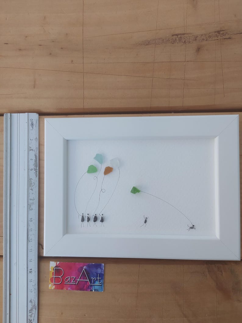 Framed Sea Glass Family Art | Landscape Coastal Housewarming Pebble Wall Decor Gift imagem 5
