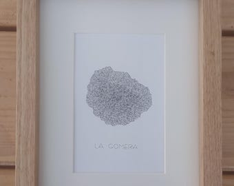 Wordart wanddecoratie La Gomera / Klein eiland / Canarische Eilanden / Wanddecoratie / Afmeting ingelijst: 17 x 22 cm