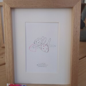 Wordart angel for a Newborn | Personalized | Baby Gift | Wall art | Newborn | Handwritten Words | Babyroom | Framed | Size 17 x 22 cm