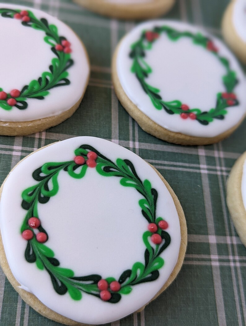 Elegant Christmas Wreath Sugar Cookies - Etsy
