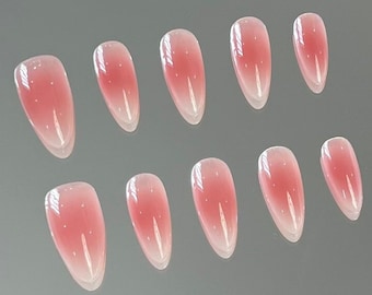 Timeless Blush Pink Almond Reusable Handmade Gel Press-on Nails