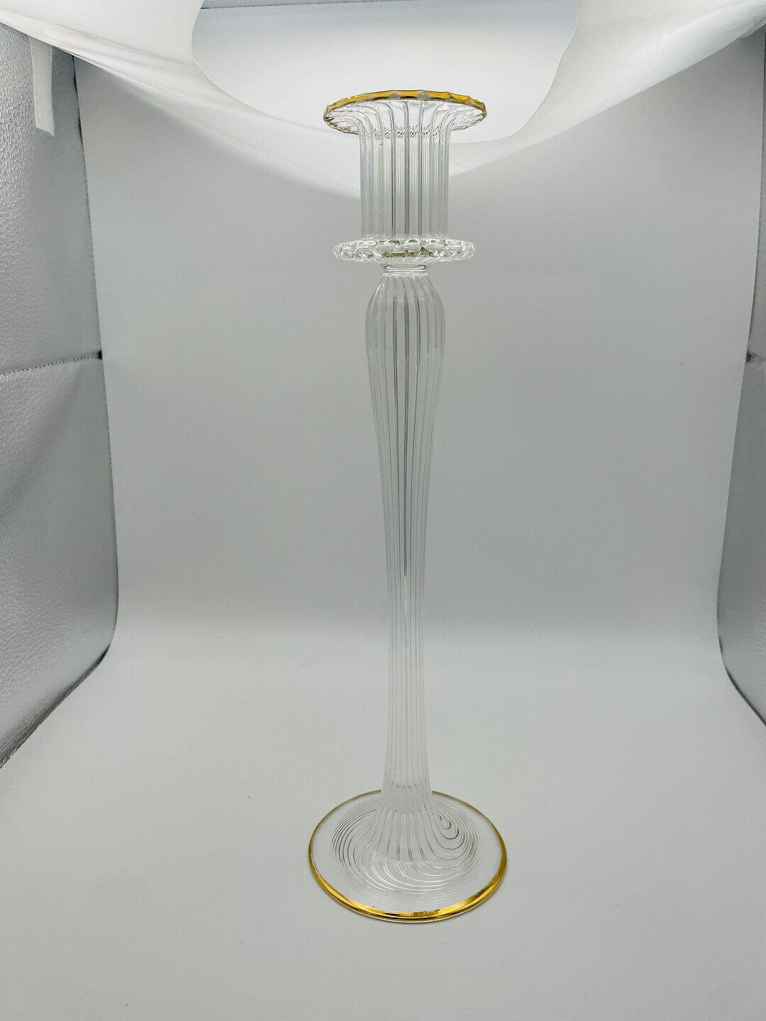 Stunning Vintage Glass Candlestick Delicate and Lovely Crystal Etsy