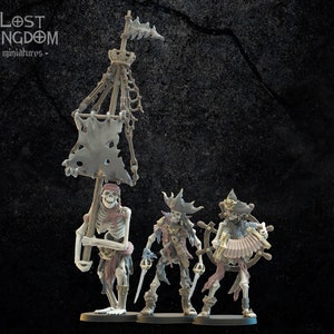 3d Printed Skeletal Buccaneers Command Group by Lost Kingdom Miniatures