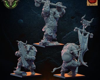 3D Printed Minotaurs Command Group by Lost Kingdom Miniatures