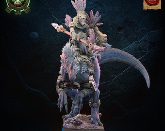 3d Printed Ceratomimus with Spear Rider by Lost Kingdom Miniatures