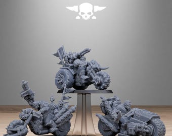 3D Printed Orkaz Bikers x3 by StationForge Miniatures