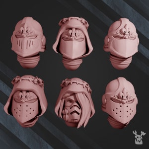 3d Printed War Sisters Bits - &quot;Bloody Rose 2&quot; Helmet Set x12 by DakkaDakka