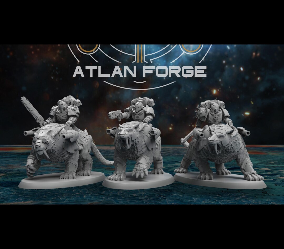 3d Printed Saber-tooth Riders X3 by Atlan Forge Miniatures - Etsy