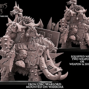 3D Printed Iron Orc Warlord on Warboar by Avatars of War