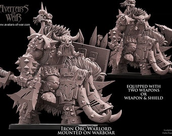 3D Printed Iron Orc Warlord on Warboar by Avatars of War