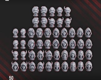 3D Printed Unholy Space Coven Heads Set by DakkaDakka Miniatures