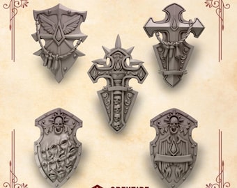 3d Printed Crimson Lords Shields x5 by Greytide Studio