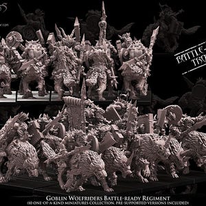 3D printed Goblin Wolfrider Battle-Ready Regiment by Avatars of War