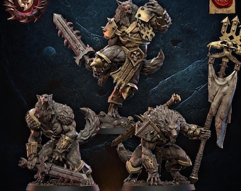 3D Printed Bloodfang Lycans Command Group by Lost Kingdom Miniatures