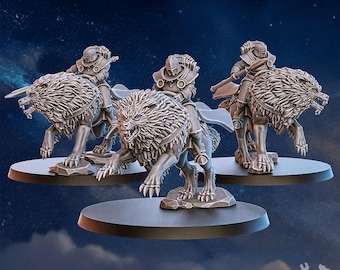 3d Printed Stormpride Sisters Wolf Riders x3 by DakkaDakka Miniatures