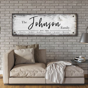 Personalisierte Familien Namen Zeichen Leinwand | Personalisiertes Nachname-Schild mit Rahmen | Familie hergestellt Zeichen | Rustikale Bauernhaus-Wand-Dekor