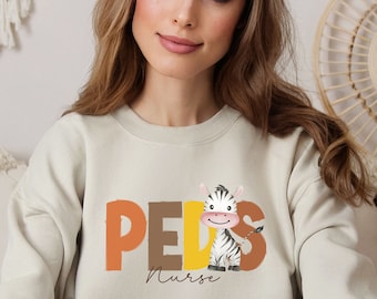 PEDS Nurse Sweatshirt, PEDS Nursing Sweatshirt, Animal PEDS Nurse Sweatshirt, Pediatric Nurse Sweatshirt, Gift for Pediatric Nurse