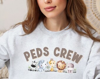 PEDS Nurse Sweatshirt, PEDS Nursing Sweatshirt, Animal PEDS Nurse Sweatshirt, Pediatric Nurse Sweatshirt, Gift for Pediatric Nurse